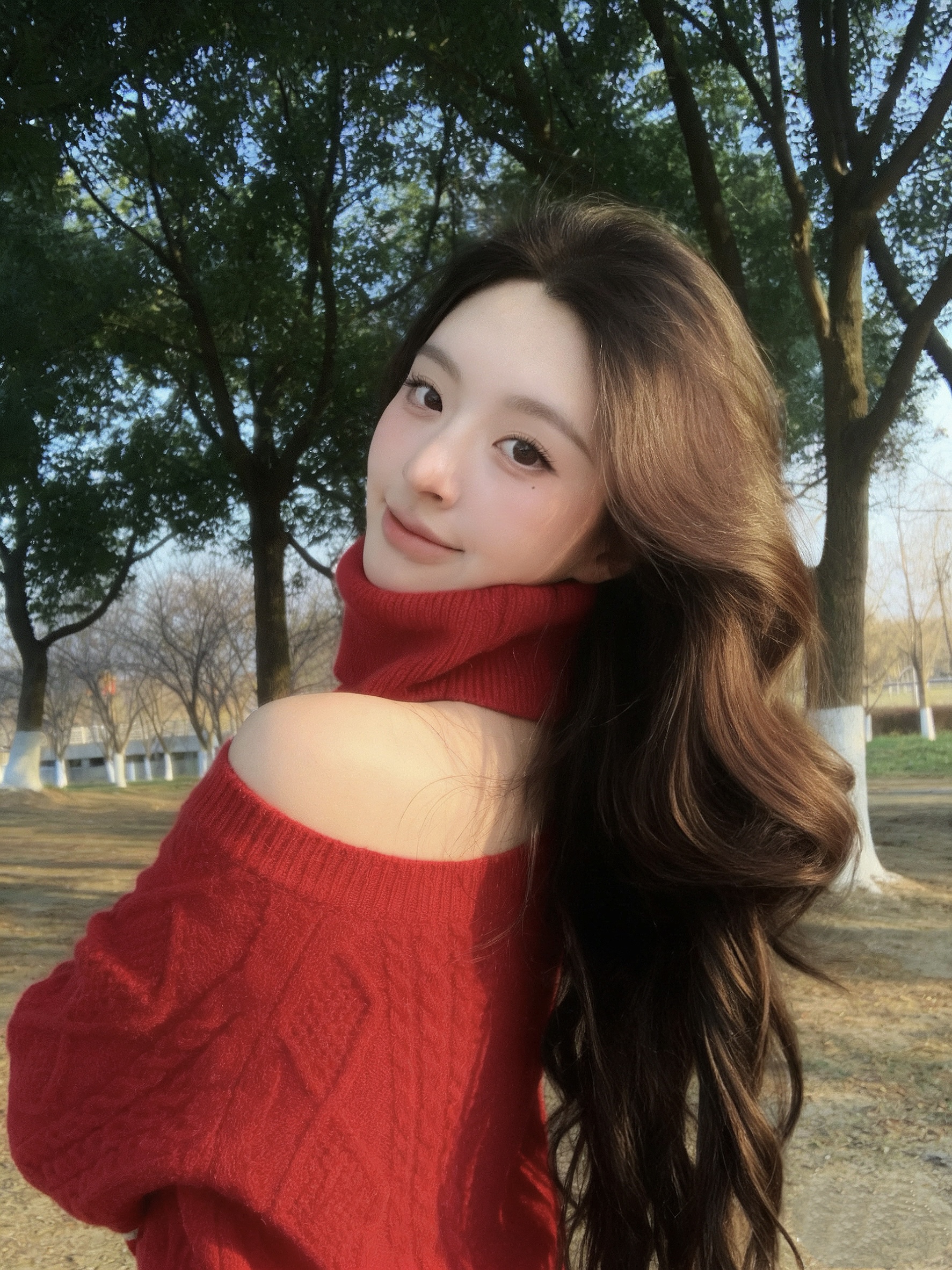 Blush High neck off Shoulder knit(2color)：圖片 4